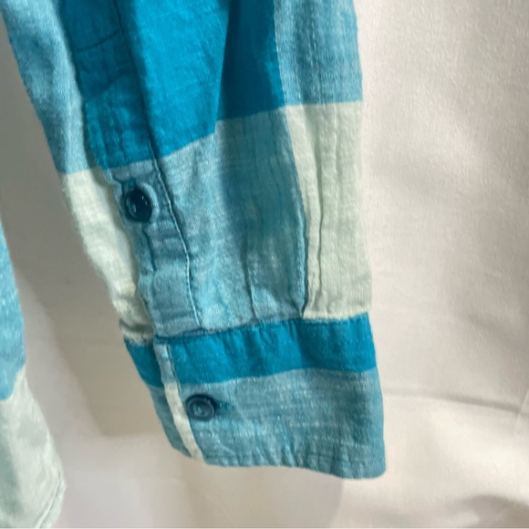 Burton Long Sleeve Plaid Shirt Women’s M Blue Grey Plaid Y2K 90s Grunge Distress - Picture 7 of 14